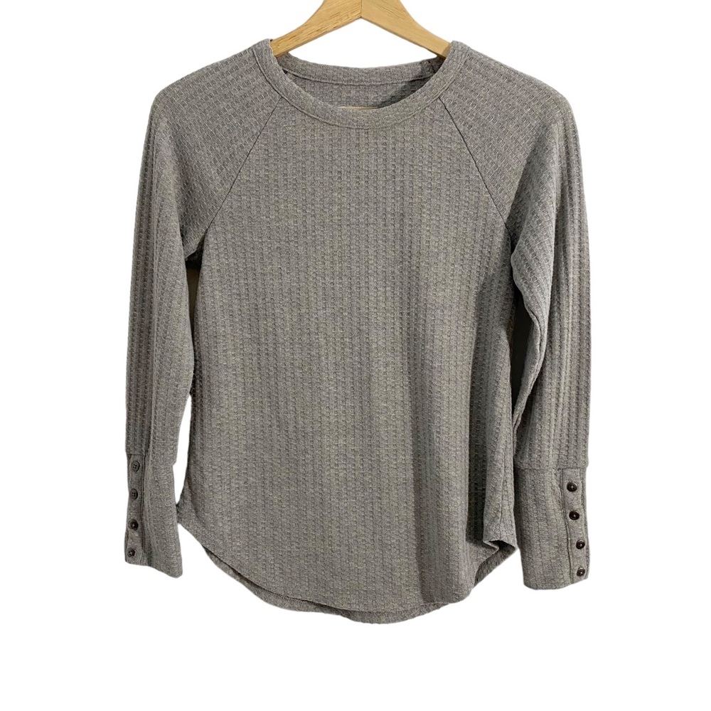 Chaser Gray Waffle Knit Thermal Long Sleeve Top, Size XS